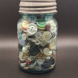 Vintage Mason Jar with Assorted Buttons